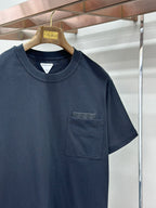 Dark navy crewneck T-shirt with chest pocket detail