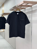Dark navy crewneck pocket T-shirt, short sleeves