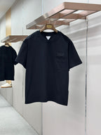 Dark navy crewneck pocket T-shirt, short sleeves
