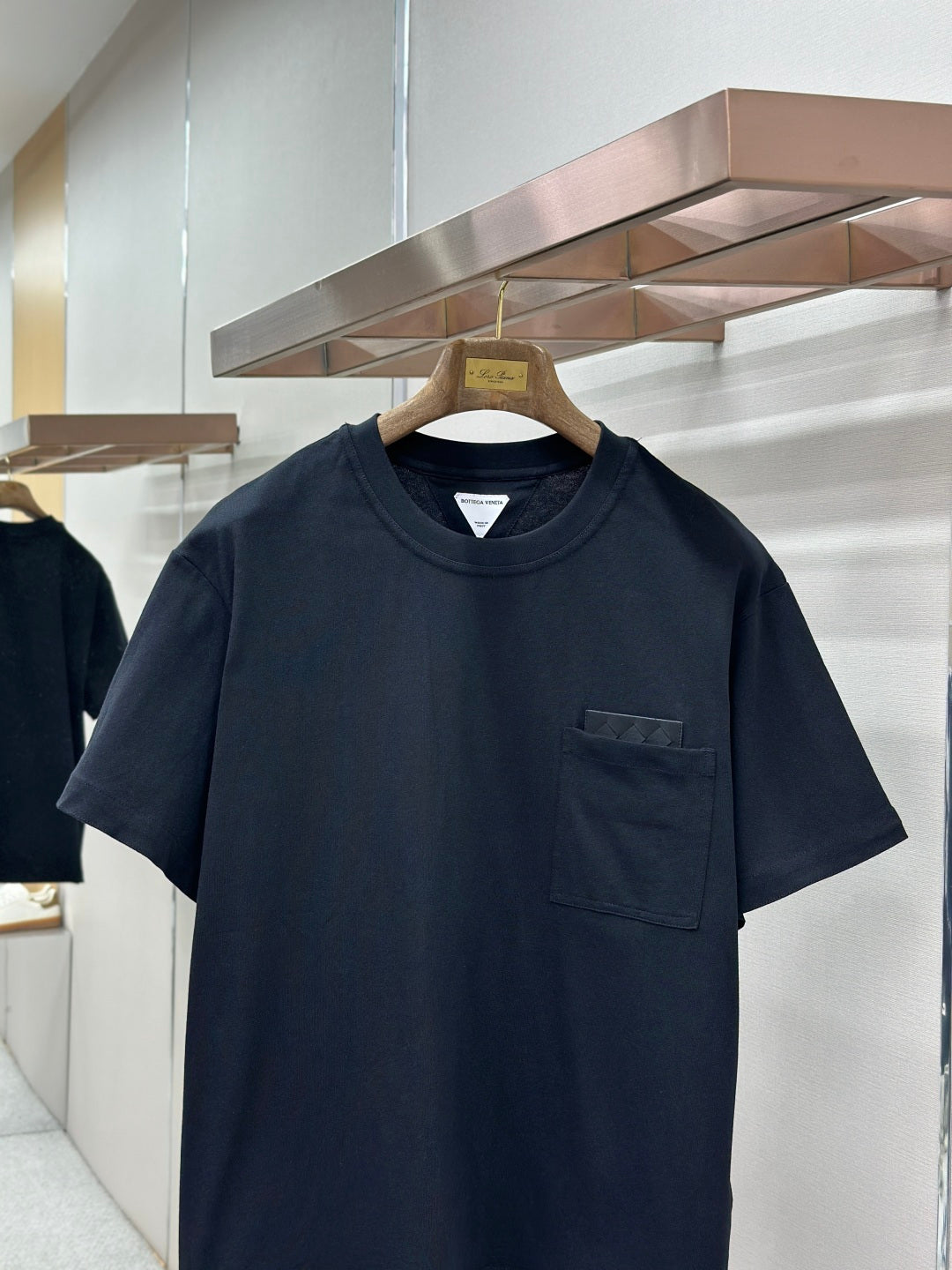 Dark navy crewneck T-shirt with chest pocket