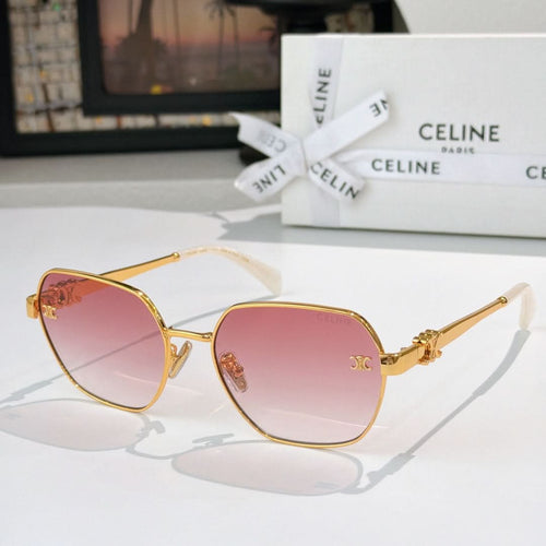 Celine cat-eye sunglasses with gold frame and pink tinted lenses