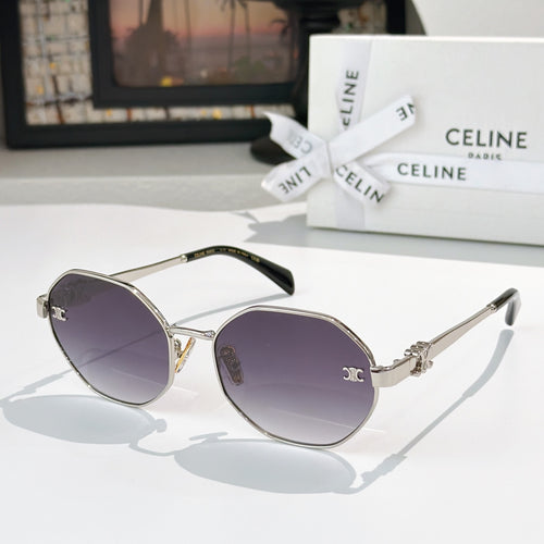 Celine sunglasses with dark lenses, silver frame and slim arms