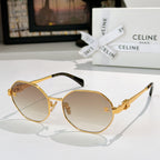 Celine sunglasses with gold frame and light smoke lenses, round shape