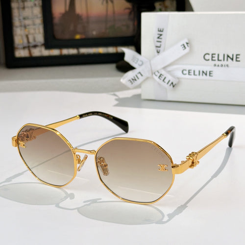 Celine sunglasses with gold frame and light smoke lenses, round shape
