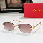 Cartier glasses with gold frames and mauve tinted lenses, metal bridge and temples