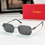 Cartier sunglasses with black lenses, dark frame, and gold-tone details.