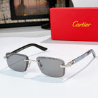 Fashion glasses with silver frames and gray tinted lenses, gold-tone bridge hardware
