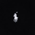 Black hoodie front chest with small white Polo rider logo