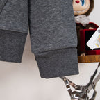 Dark heather gray sweatshirt sleeve and ribbed cuff