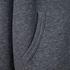 Heather gray hoodie with stitched seam and front pocket detail