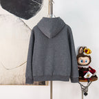 Dark heather gray hooded sweatshirt with long sleeves