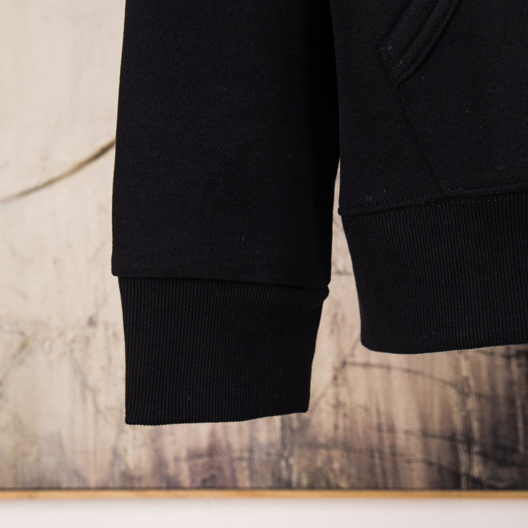 Black hoodie sleeve cuff and ribbed hem
