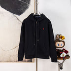 Ralph Lauren black zip-front hoodie with hood and drawstrings