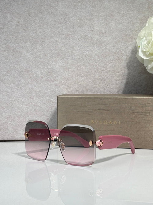 Bvlgari pink gradient sunglasses with gold-tone hinges and logo on temples