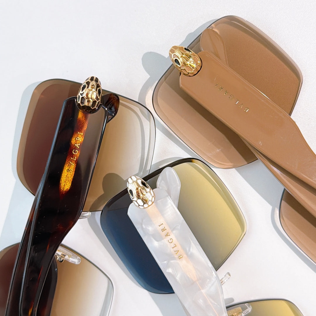 Bvlgari sunglasses assortment with tinted lenses in brown, amber, and black tones