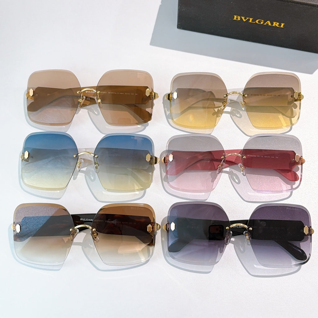 Bvlgari sunglasses set with assorted colored tinted lenses and gold-tone frames