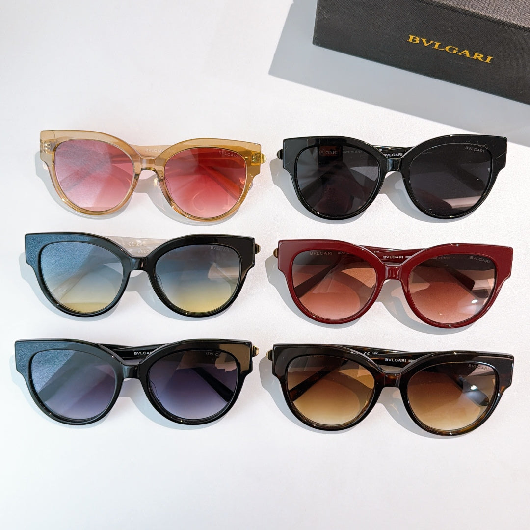 Sunglasses set with mixed frames: pink, black, blue, burgundy, and tan lenses