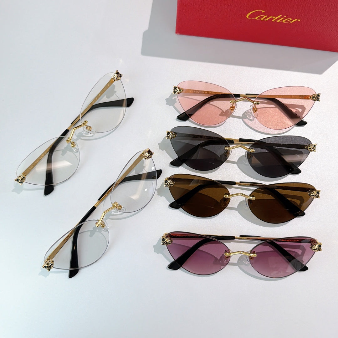 Assorted gold-tone sunglasses with tinted lenses and black temple tips, mixed styles