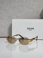Celine oval sunglasses with tortoiseshell frame and smoky gray lenses