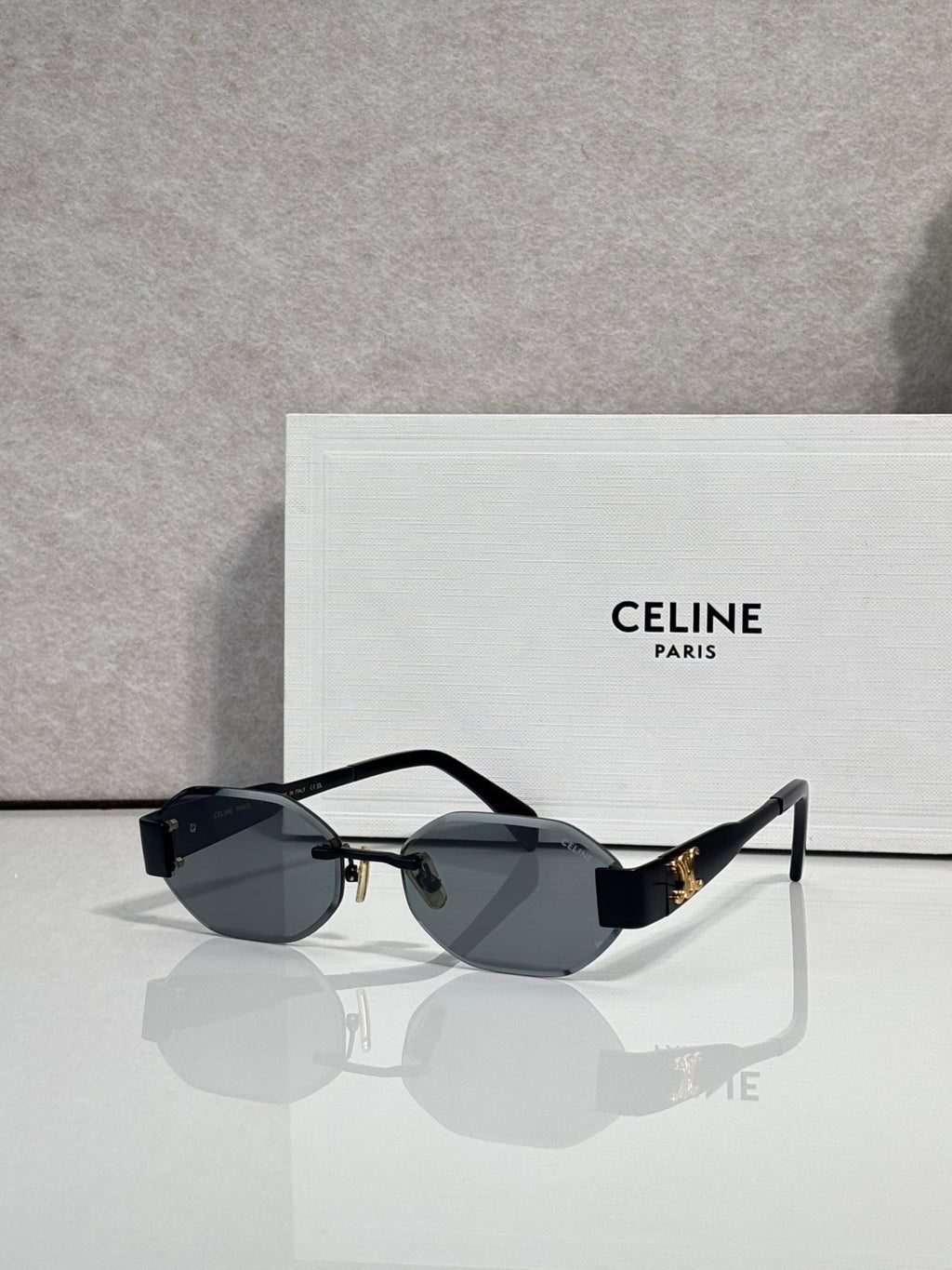 Celine oval sunglasses with dark frame and dark gray lenses