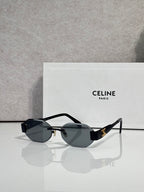 Celine oval sunglasses with dark frame and dark gray lenses