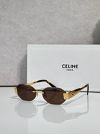 Celine oval sunglasses with tortoiseshell temples and brown-tinted lenses