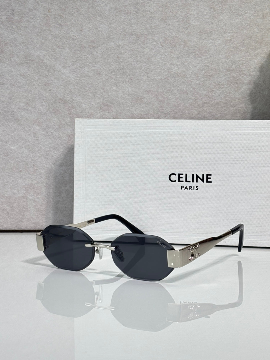 Celine oval sunglasses with black frame and dark lenses