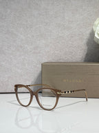 Bvlgari eyeglasses with brown acetate round frame and gold temple detail
