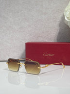 Gold-tone metal eyeglasses with gradient tinted lenses and ornate temple details.