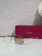 Cartier eyeglasses with gold-tone metal frame and tinted lenses, front view