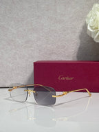 Cartier eyeglasses with gold-tone metal frame and tinted lenses, angled front view