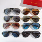 Cartier sunglasses assortment with mixed frames and tinted lenses, multiple pairs shown