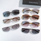 Assorted aviator sunglasses with mixed frames and tinted lenses, Chanel logos on lenses