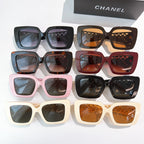 Assorted square sunglasses with lattice temples in mixed frame colors and lenses