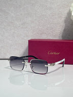 Cartier rectangular glasses with dark blue frames, silver-tone hardware and gold accents