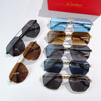 Cartier sunglass assortment: mixed frames with blue, brown, and black lenses.