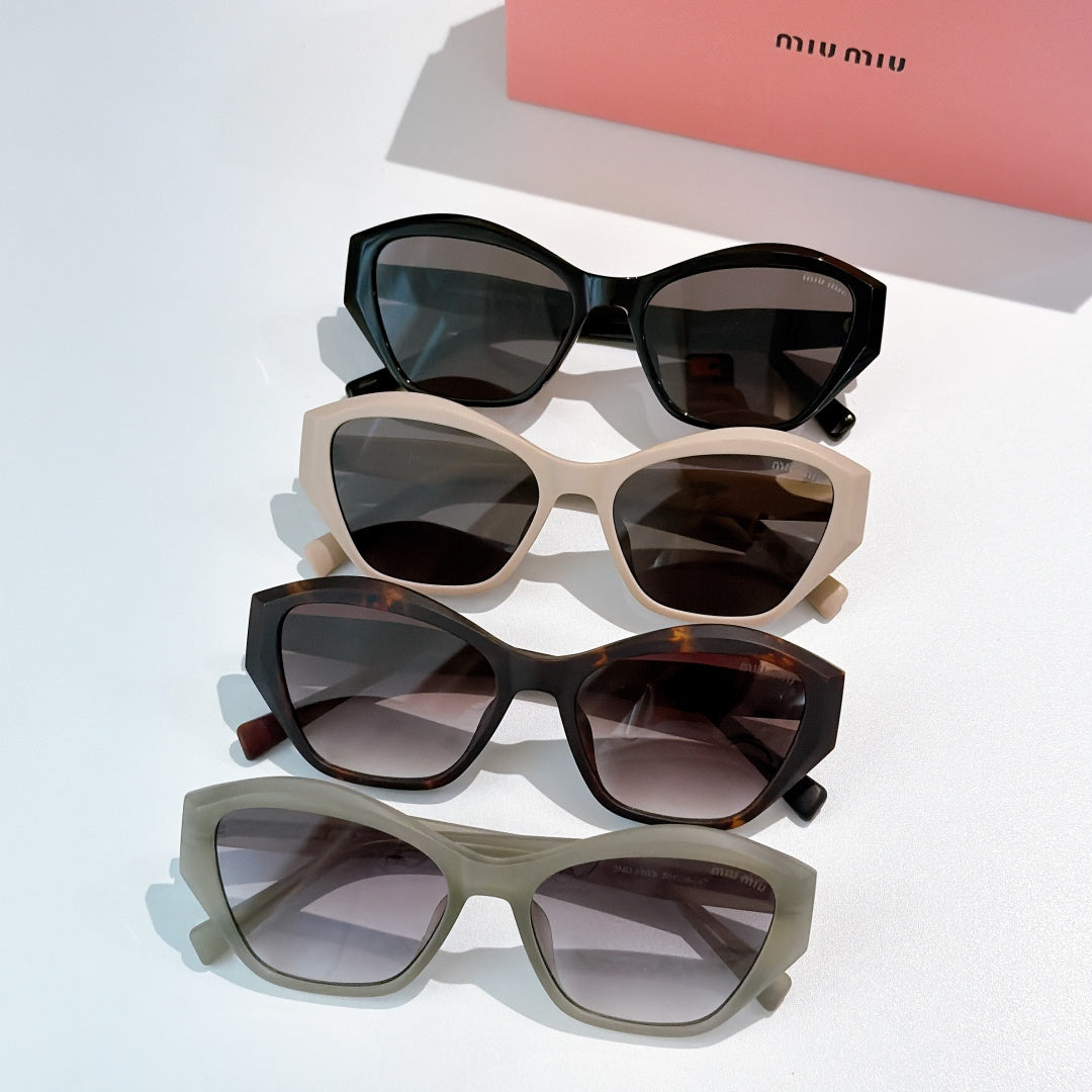 Multi-pair cat-eye sunglasses with black, cream, tortoise, and light frames