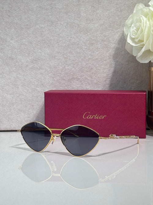 Gold-tone round sunglasses with dark tinted lenses and thin metal frame