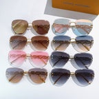 Louis Vuitton sunglasses assortment featuring multiple pairs with tinted lenses