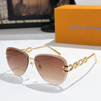 Louis Vuitton sunglasses with gold-tone frames and warm brown gradient lenses