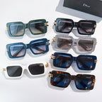 Collection of Dior square sunglasses in mixed colors, with gold hinges