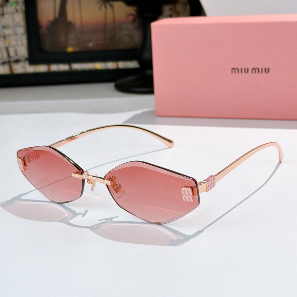 MiuMiu cat-eye sunglasses with pink frame and pink gradient lenses