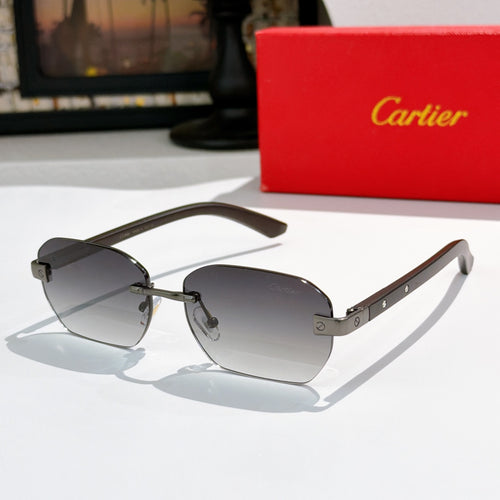 Cartier dark-tinted sunglasses with gold-tone frame and dark brown temples