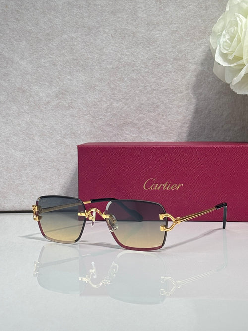 Cartier acetate eyeglasses with blue-to-burgundy frame and gold-tone hinges