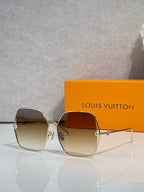 Louis Vuitton square sunglasses with gradient tinted lenses and gold-tone frame