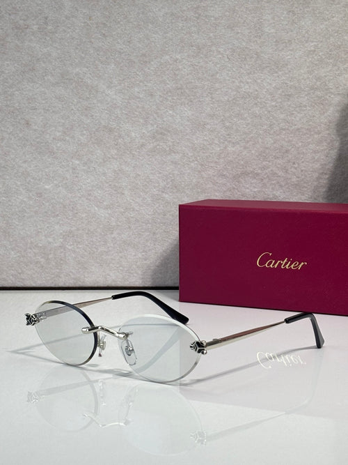 Clear-lens round eyeglasses with silver frame and black temples