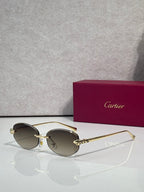 Cartier eyeglasses with brown-tinted lenses and gold-tone metal frame, round style