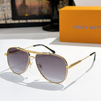 Louis Vuitton sunglasses with gold frame and purple gradient lenses