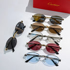 Cartier multi-pair sunglasses set with gold frames and mixed tinted lenses.
