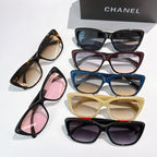 Assorted cat-eye glasses with multiple frame colors and tinted lenses